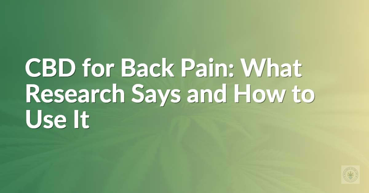 CBD for Back Pain: What Research Says and How to Use It