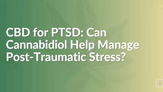 CBD for PTSD: Can Cannabidiol Help Manage Post-Traumatic Stress?
