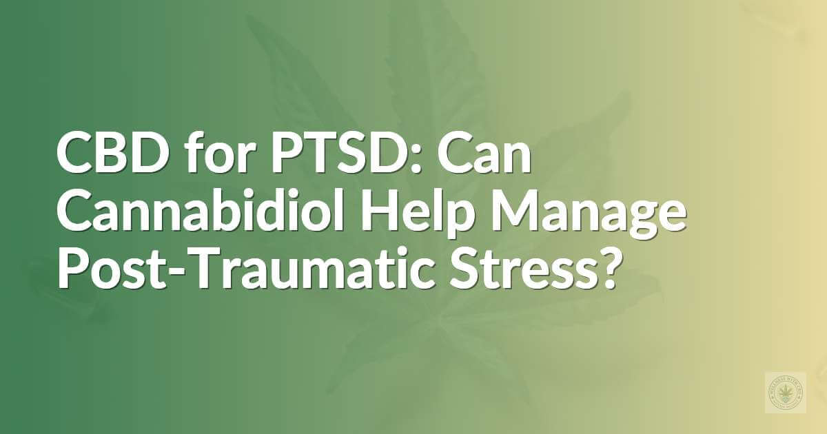CBD for PTSD: Can Cannabidiol Help Manage Post-Traumatic Stress?