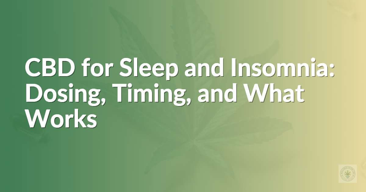 CBD for Sleep and Insomnia: Dosing, Timing, and What Works