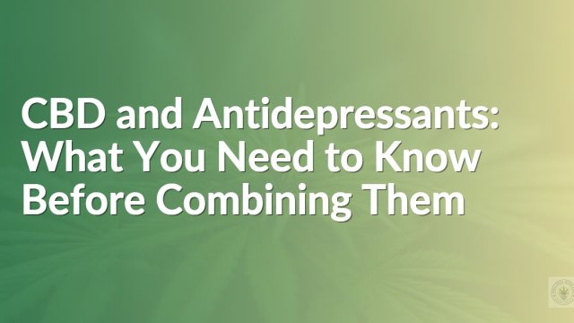 CBD and Antidepressants: What You Need to Know Before Combining Them